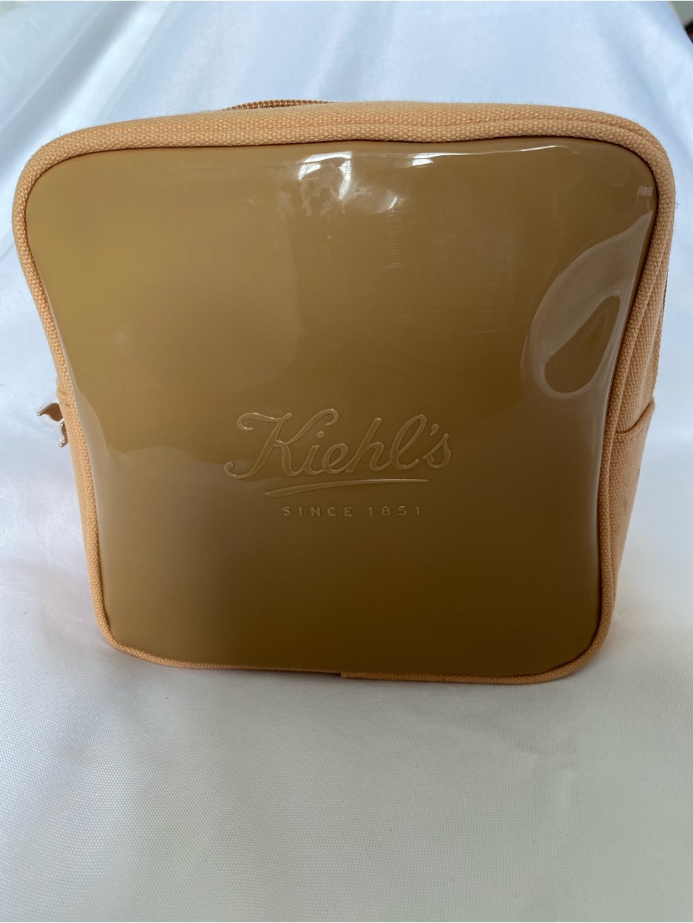 Kiehl's Peach Tan Shiny Vinyl Cosmetic Pouch